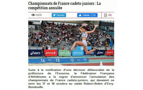Championnats de France C/JU annulés